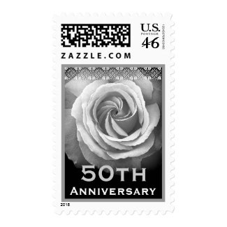 50th Anniversary Invitation WHITE Rose Stamp stamp