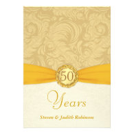 50th Anniversary Invitations- Gold Monogram