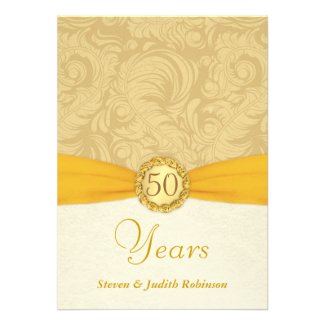 50th Anniversary Invitations- Gold Monogram