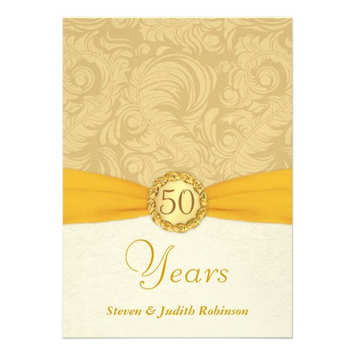 50th Anniversary Invitations- Gold Monogram (front side)
