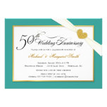 50th Anniversary Invitations - Teal & Gold