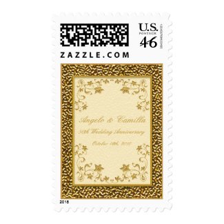 50th Anniversary Ivory and Gold Postage stamp