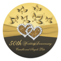 50th Anniversary Joined Hearts 1.5" Round Sticker