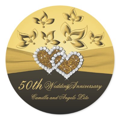 50th Anniversary Joined Hearts 1.5" Round Sticker by NiteOwlStudio