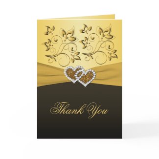 50th Anniversary Joined Hearts Thank You Card card