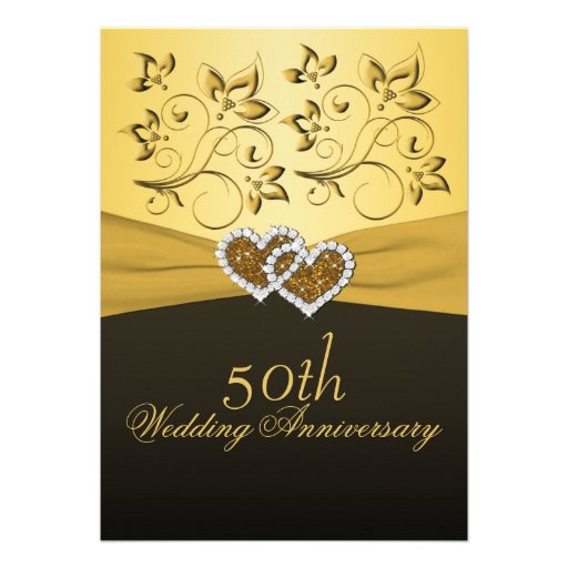 50th Anniversary Joined Hearts Wedding Invitation