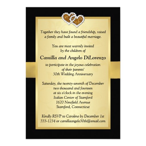 50th Anniversary Joined Hearts Wedding Invite 2
