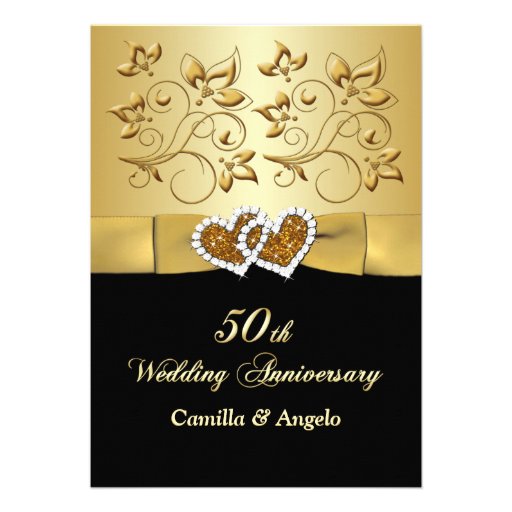 50th Anniversary Joined Hearts Wedding Invite 2