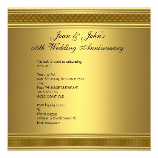 50th Anniversary Ornate Red Jewelled Heart Gold 2 Personalized Announcements