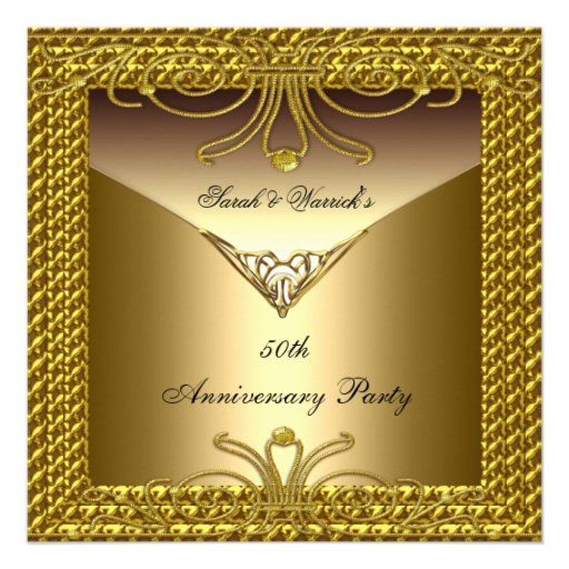 50th Anniversary Party Elegant Gold Art Deco Custom Invites