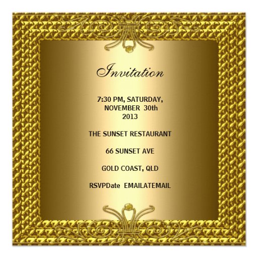50th Anniversary Party Elegant Gold Art Deco Custom Invites