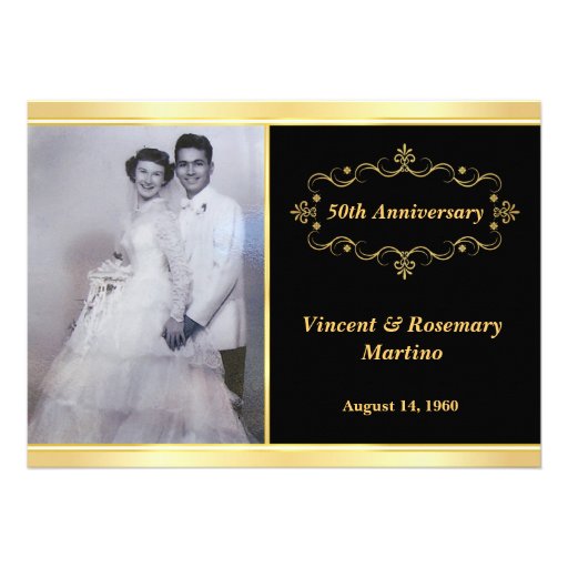 50th Anniversary Party - Elegant Photo Invitations (front side)