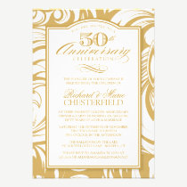 50th Anniversary Party Fancy Golden Invitation invitations