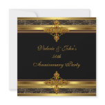 50th Anniversary Party Golden Gold Jewel Black invitations