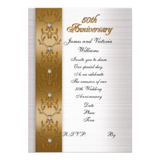 50th anniversary party invitation elegant gold