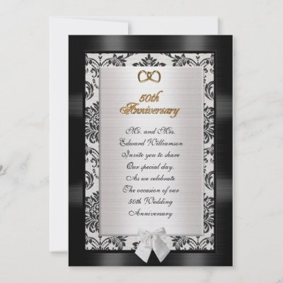 50th Anniversary party invitation formal damask by Irisangel