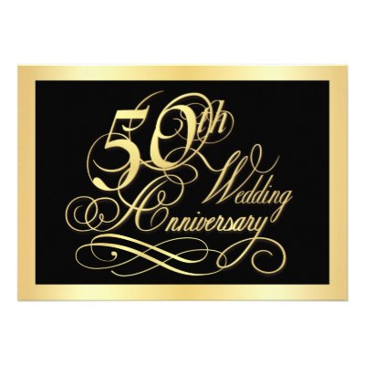 50th Anniversary Party Invitation - Gold and Black