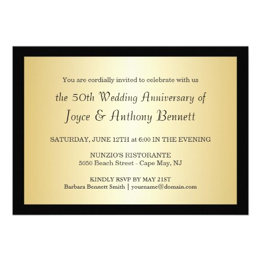 50th Anniversary Party Invitation - Gold and Black