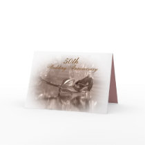 50th anniversary party invitation gold rose cards