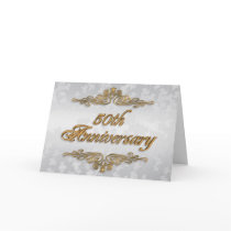 50th Anniversary party invitation golden text Cards