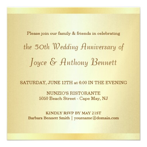 50th Anniversary Party Invitation - Photo Optional