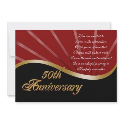 50th anniversary party invitation wedding gold red by Irisangel