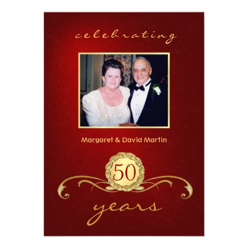 50th Anniversary Party Invitations - Elegant Red (front side)