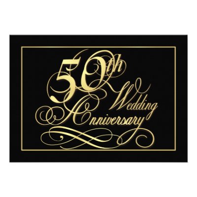 50th Anniversary Party Invitations - Formal Gold