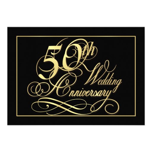 50th Anniversary Party Invitations - Formal Gold