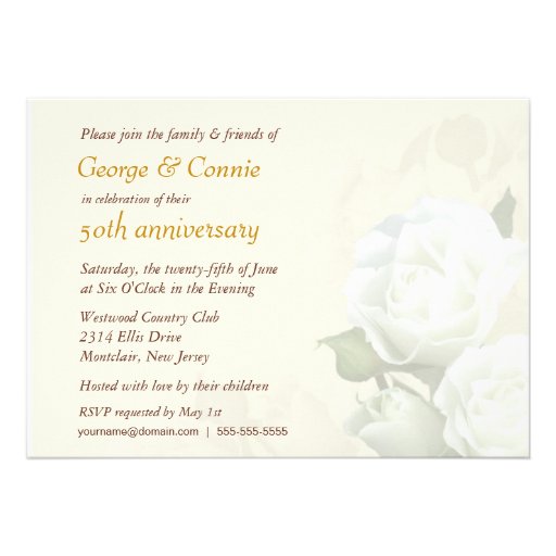 50th Anniversary Party Invitations - Romantic Rose