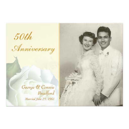50th Anniversary Party Invitations - Romantic Rose (front side)