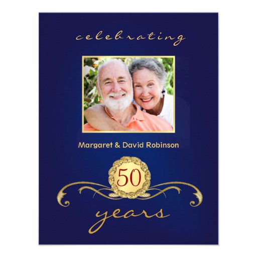 50th Anniversary Party Invitations - Royal Blue