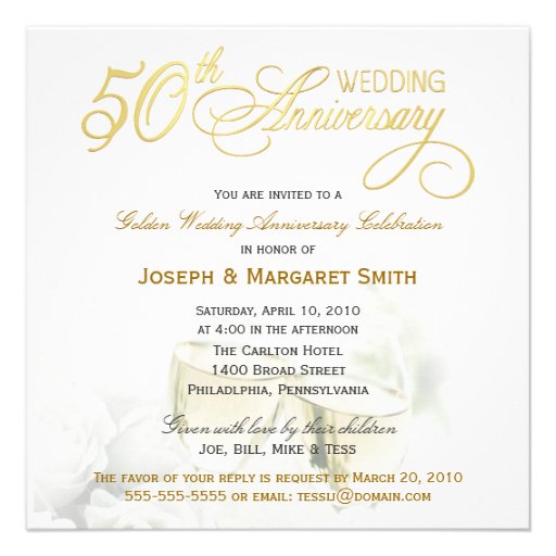 50th Anniversary Party Invitations - Square