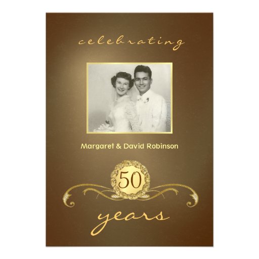 50th Anniversary Party Invitations - Vintage Gold