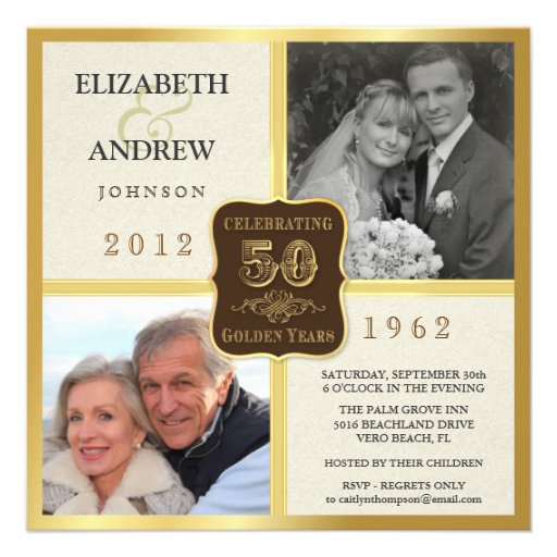 50th Anniversary Party Vintage 2 Photo Invitations