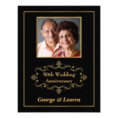 50th Anniversary Party - Vintage Black &amp; Gold Personalized Announcement
