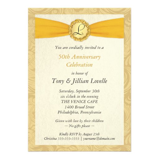 50th Anniversary Photo Invitations -Antique Damask