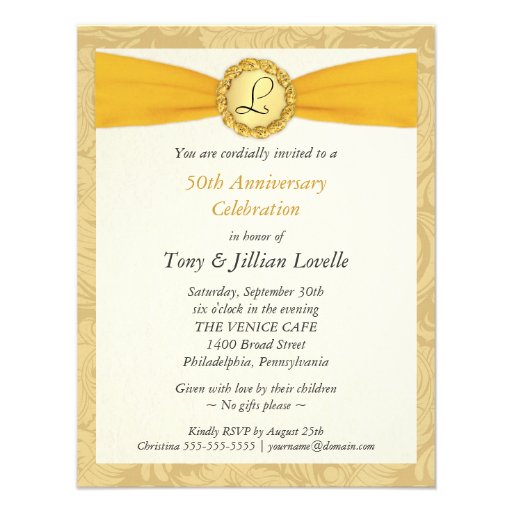 50th Anniversary Photo Invitations -Antique Damask