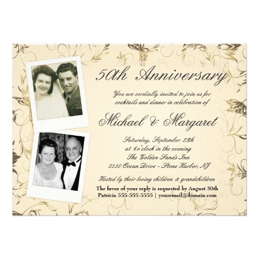50th Anniversary - Photo Invitations - Then & Now (front side)