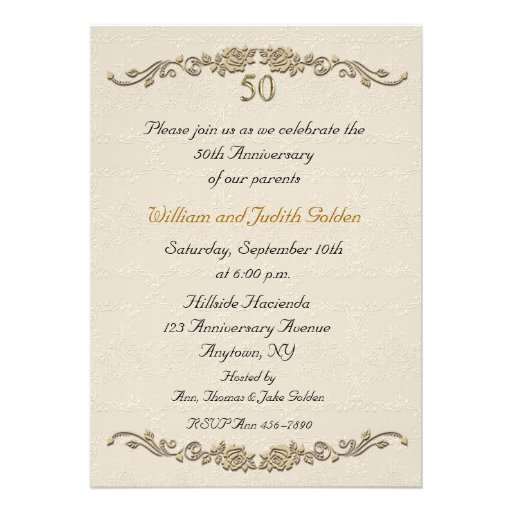 50th Anniversary Rose Border Invitation