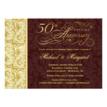 50th Anniversary Surprise Party - Gold Damask Personalized Announcement