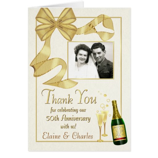 50th Anniversary Thank You Cards - Vintage Bow | Zazzle