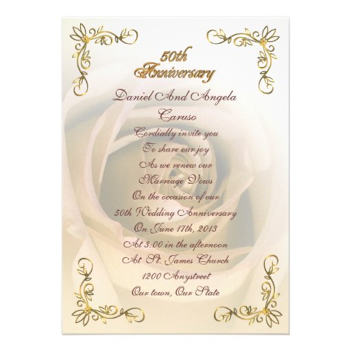 50th Anniversary vow renewal Sepia rose Personalized Announcement
