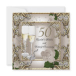 50th Anniversary Wedding  Cream Gold Rose Silver invitations