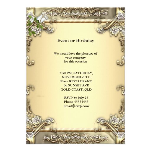 50th Anniversary Wedding Cream Rose Gold Personalized Invitations