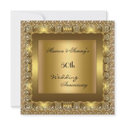50th Anniversary Wedding Gold Elegant Personalized Invites by Zizzago