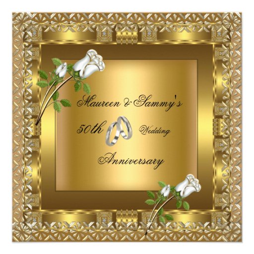 50th Anniversary Wedding Gold Elegant Personalized Invites