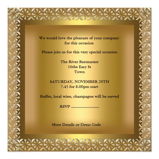 50th Anniversary Wedding Gold Elegant Personalized Invites