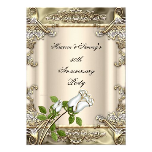 50th Anniversary Wedding Rose Gold Beige Custom Invitation