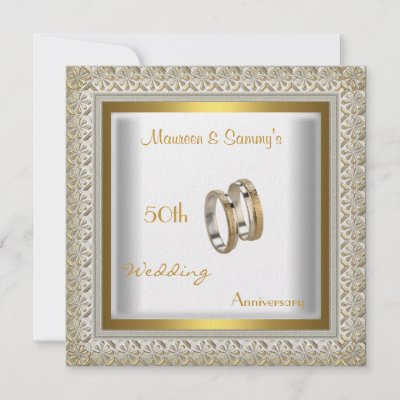 50th Anniversary Wedding White Gold Elegant Custom Announcement by 
